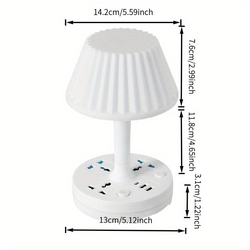USB Socket Table Lamp , AC Outlets + USB Charging Ports, All-In-One Design Multiple Functions Dimmable Small Reading Desk Lamp , Eye Care LED Nightstand Light for Home Office Dorm Bedside 0.8M Phone Holder