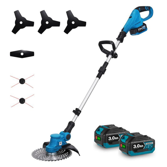 Yofidra Folding 3 In1 Weed Eater with Brushless Motor & Battery Level Display, 20V Battery , 11" Electric Weed Wacker/Edger Trimmer/Lawn Mower for Yard Garden Tool Parts Cutting Portable Handle