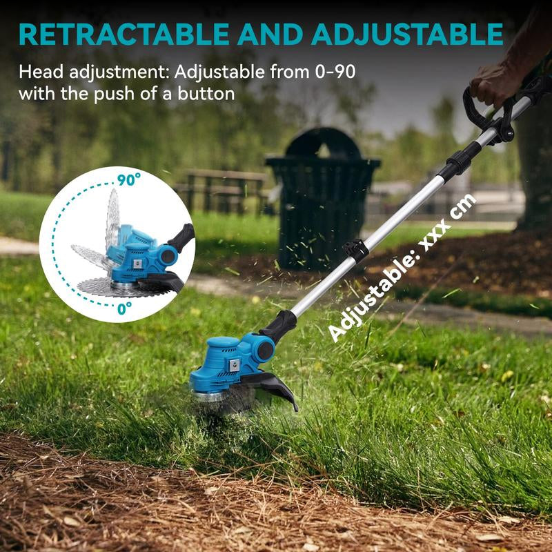 Yofidra Folding 3 In1 Weed Eater with Brushless Motor & Battery Level Display, 20V Battery , 11" Electric Weed Wacker/Edger Trimmer/Lawn Mower for Yard Garden Tool Parts Cutting Portable Handle